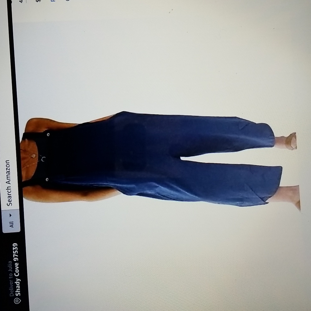 Cotton Bib Overalls Baggy Wide Leg Jumpsuit Size Large Navy Blue New